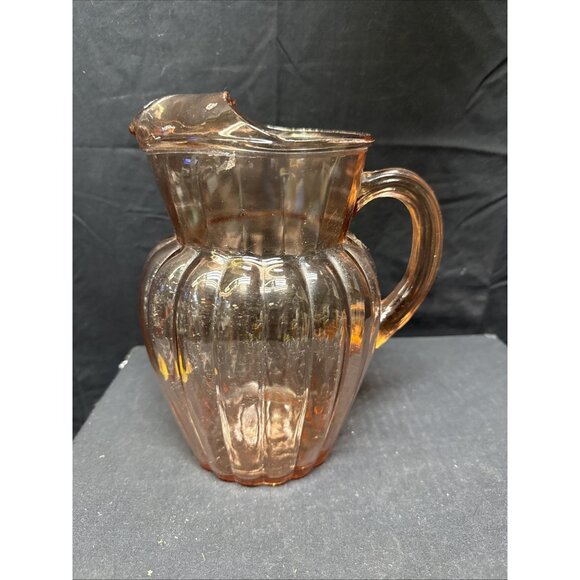 1930's Anchor Hocking Pillar Optic Pink Depression Log Cabin 80 Oz with Ice Lip - Picture 4 of 7